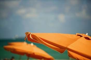 Close-up of a beach umbrella, Miami, Florida, USA