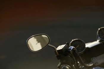 High angle view of the rear view mirror of a motorcycle