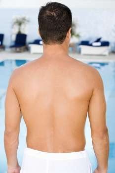 Rear view of a mid adult man