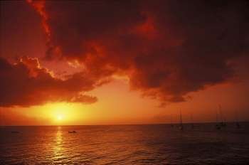 Sunset over the sea, Caribbean