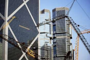 Cranes at a construction site, Hong Kong, China
