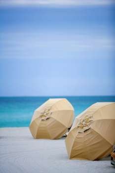 Beach umbrellas on the beach