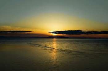 Sunset over an island, Fire Island, Anchorage, Alaska, USA