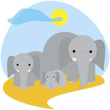 Three elephants standing in a field