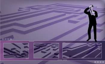 Businessman standing on a maze looking confused