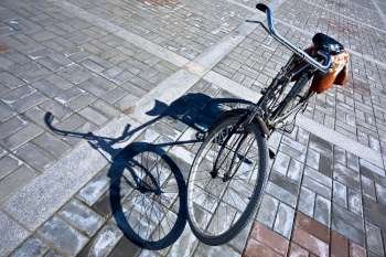 High angle view of a bicycle, Guan Yin Si, HohHot, Inner Mongolia, China