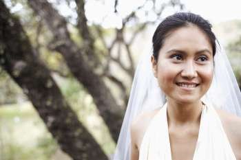 Close-up of a bride smiling