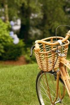 Close-up of a bicycle in a park