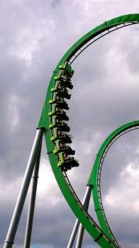 Green roller coaster loop.