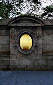 Decorative architectural detail of park wall in New York City.