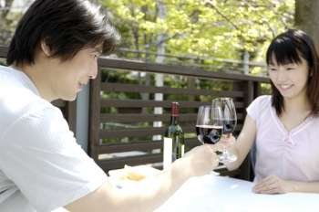 Couple having wine