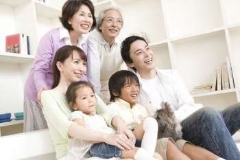 Smiling asian family