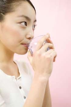 Japanese woman drinking a water