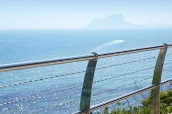 stainless steel balcony banister to mediterranean sea in moraira alicante spain