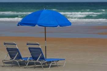 deck chairs on a beach