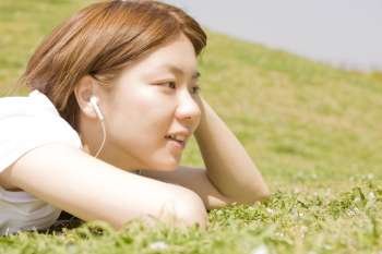 woman posing on grass