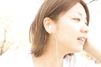 young woman wearing headphones