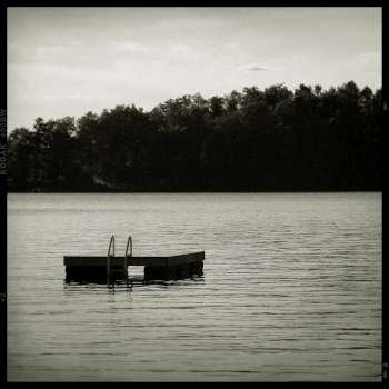 B&W swimming raft at the cottage.