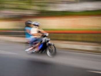 Motorbike on roadway in Bali