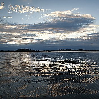 Horizon at dusk in Lake of the Woods, Ontario