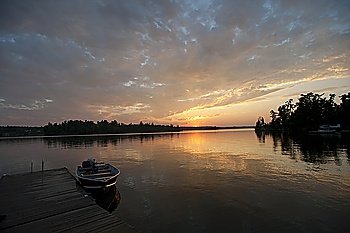 Horizon at sunset in Lake of the Woods, Ontario