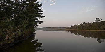 Shoreline at twilight in Lake of the Woods, Ontario