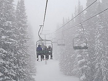 Chairlift on a ski slope in Vail, Colorado