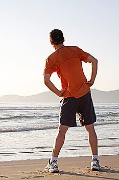 Jogger doing fitness exercises