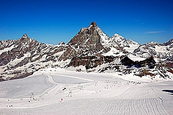 Zermatt ski resort, in background the Matterhorn, Swiss 