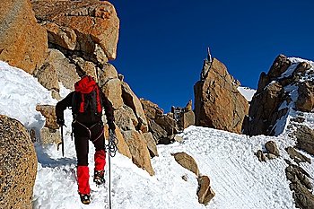 Rock-climbing sport, Mont Blanc, Chamonix , France