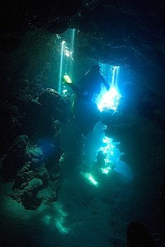 Underwater cave scene