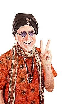 Funny Guru Making Peace Sign