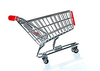 shopping cart on the white