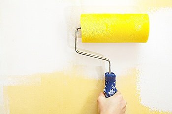 Paint roller on a wall...