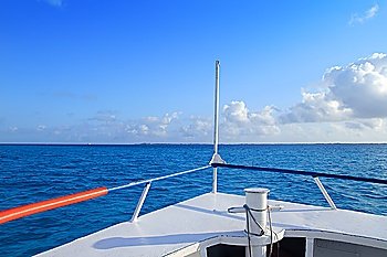 boat bow blue Caribbean sea Cancun to Isla Mujeres Mexico