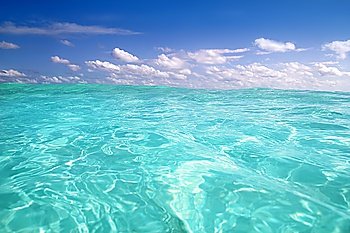 beautiful blue caribbean sea water wave horizon