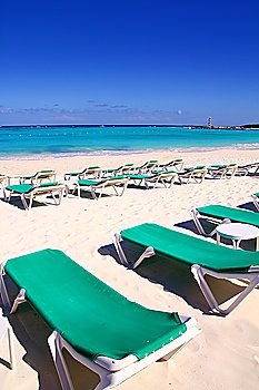 Caribbean beach turquoise sea with green hammocks
