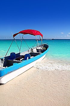 boat tropical beach Caribbean turquoise sea water