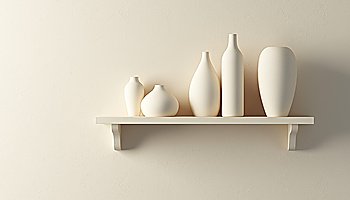 ceramics vases on the shelf 3d render