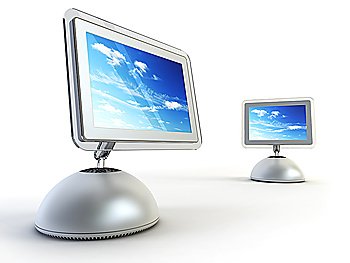 3d rendering of the two modern computer with display
