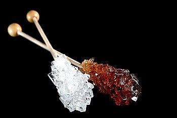 Sugar crystals on a stick