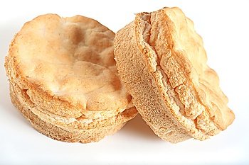 Two bread rolls made of gluten-free flour, for people suffering an allergic sensitivity to wheat flour.