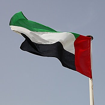The flag of the United Arab Emirates, a member of the Gulf Co-operation Council