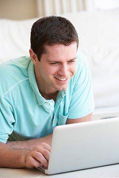 Young man on his laptop computer