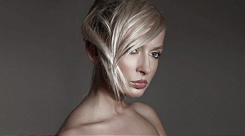 Studio portrait of pretty blond woman