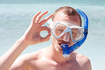 A man snorkelling