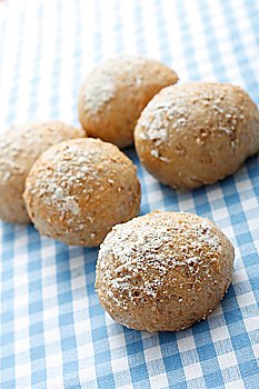 Delicious wholemeal bread rolls freshly baked
