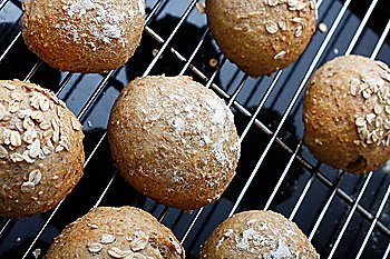 Delicious wholemeal bread rolls freshly baked
