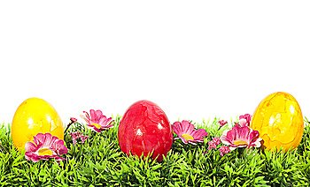Easter - colorful easter eggs on grass