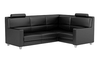 modern black leather couch isolated on white background